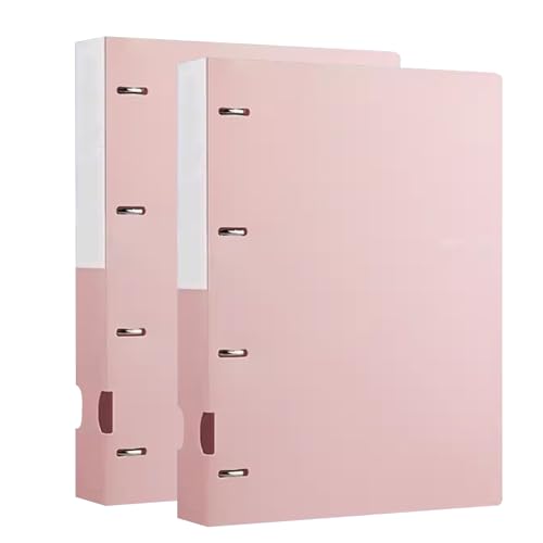 Kunststoff-Ordner A4-Ringbuch, 2 Stück Sichtbuch-Ordner, Ordner, Taschen mit 100 Blatt Fassungsvermögen, Buch-Dokumentenordner, Präsentationsordner für Schulbüros, Pink von IBOWZ