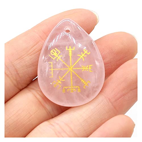 ICAMAS Wassertropfenform Tigerauge Amethyste 32 x 25 mm Naturstein Anhänger for Selbermachen for Halskettenzubehör Schmuckherstellung Größe (Color : Rose Quartz) von ICAMAS