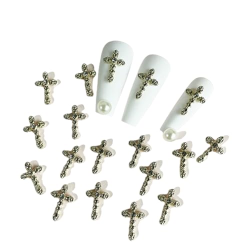 20 Stück Strasssteine Nägel Schleife Nail Art Charms,Kreuz-Nagelanhänger für Nägel,Bär Schmetterling Nagel Edelsteine für Nail Design Nagel Deko Nagel Zubehör DIY Handwerk (Kreuz (Gold)) von ICATUENY