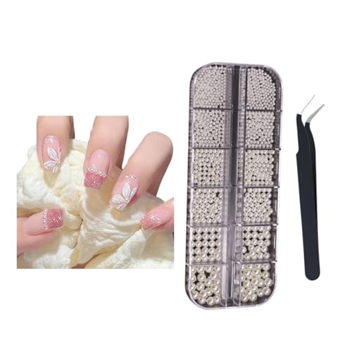 Perlen Für Nägel,6 Größen Nail Art Perlen mit Pinzette,Nail Art Strasssteine,Strasssteine Für Nägel,Gesichts Make Up,Dekoration Design,Schuhe,Bekleidung,DIY (beige) von ICATUENY