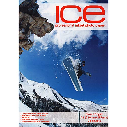 25 x ICE A4 Hochglanz-Inkjet-Fotodruckpapier - 210gsm - Professionelles Premium-Fotopapier von ICE