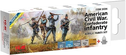 ICM ICM03034 Paint Set-American Civil War Confederate Infanty Amerikanische Malset, rot von ICM