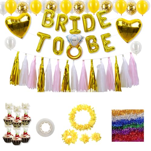 ICONAT JGA Deko Luftballons Set,BRIDE TO BE,Party Deko Zubehör Accessories für Junggesellenabschied Frauen Bachelorette Bridal Shower, Abschied Party, Bachelorette Party (Gold) von ICONAT