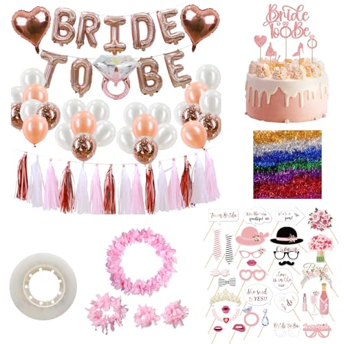 ICONAT JGA Deko Luftballons Set,BRIDE TO BE,Party Deko Zubehör Accessories für Junggesellenabschied Frauen Bachelorette Bridal Shower, Abschied Party, Bachelorette Party (Rosa) von ICONAT