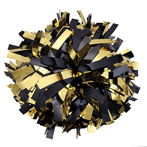 Metallic Cheerleader Cheerleading Pom Poms 15,2 cm 1 Paar (Gold-Schwarz) von ICObuty