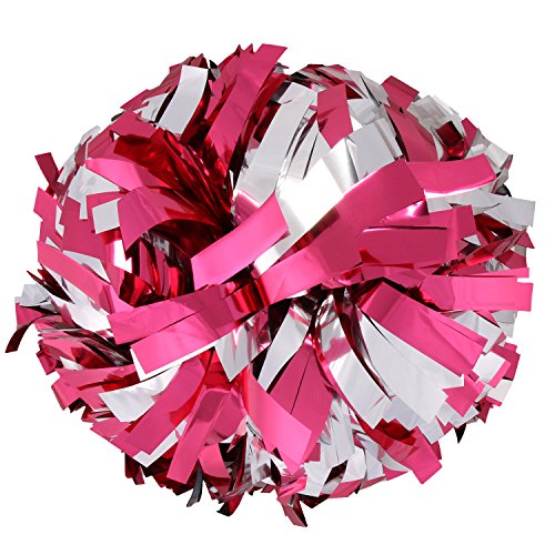 Metallic Cheerleader Cheerleading Pom Poms 15,2 cm 1 Paar 2 Stück (Rosa/Silber) von ICObuty