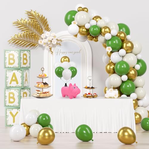 Salbeigrün Babyparty-Dekorationen mit elektrischer Ballonpumpe, geschlechtsneutrale Babyparty-Dekorationen Neutral, grüne Babyparty-Dekorationen Set von ID IDAODAN