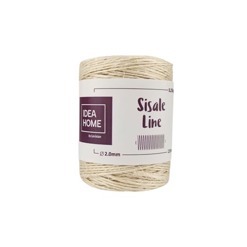 IDEA HOME Sisalseil, Natur Sisal Seil, Juteseil, Sisal Schnur, Jutekordel für Haushalt Garten DIY, Kratzseil Katzenzubehör, Braun, 2mm 135M 0.25kg von IDEA HOME