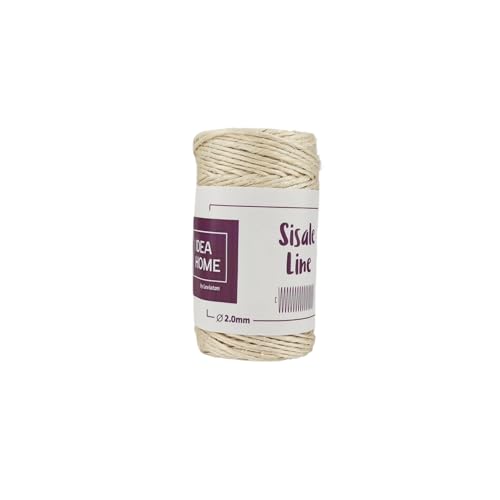 IDEA HOME Sisalseil, Natur Sisal Seil, Juteseil, Sisal Schnur, Jutekordel für Haushalt Garten DIY, Kratzseil Katzenzubehör, Braun, 2mm 55M 0.1kg von IDEA HOME