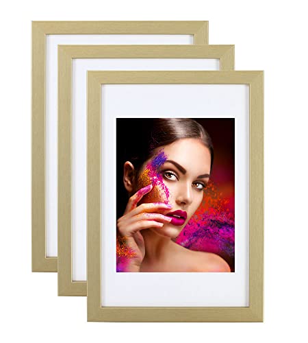 IDEAL TREND 2er 3er 5er Set Holz Bilderrahmen Lifestyle Plexi Foto Rahmen Collage Wanddeko Poster HR-25: Farbe: 3er Pack Gold | Format: 30x45 von IDEAL TREND