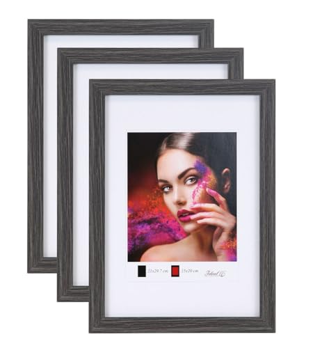 IDEAL TREND 2er 3er 5er Set Holz Bilderrahmen Lifestyle Plexi Foto Rahmen Collage Wanddeko Poster HR-25: Farbe: 3er Pack Grau | Format: 30x40 von IDEAL TREND