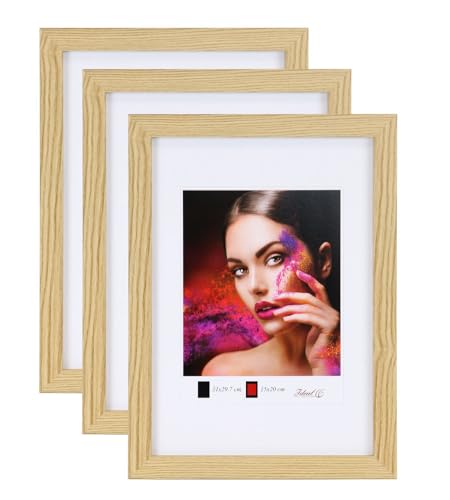 IDEAL TREND 2er 3er 5er Set Holz Bilderrahmen Lifestyle Plexi Foto Rahmen Collage Wanddeko Poster HR-25: Farbe: 3er Pack Natur | Format: 40x60 von IDEAL TREND