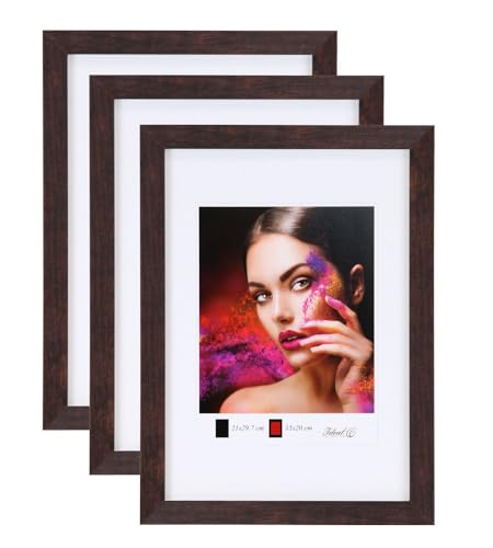 IDEAL TREND 2er 3er 5er Set Holz Bilderrahmen Lifestyle Plexi Foto Rahmen Collage Wanddeko Poster HR-25: Farbe: 3er Pack Nuss | Format: 10x15 von IDEAL TREND