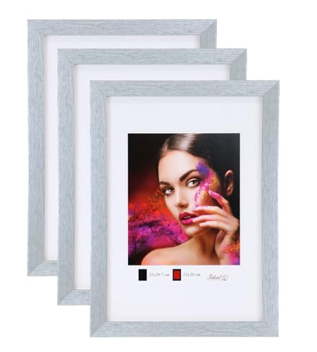 IDEAL TREND 2er 3er 5er Set Holz Bilderrahmen Lifestyle Plexi Foto Rahmen Collage Wanddeko Poster HR-25: Farbe: 3er Pack Silber | Format: 50x70 von IDEAL TREND