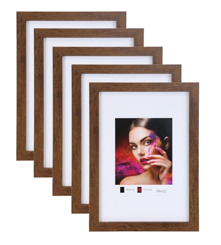 IDEAL TREND 2er 3er 5er Set Holz Bilderrahmen Lifestyle Plexi Foto Rahmen Collage Wanddeko Poster HR-25: Farbe: 5er Pack Braun | Format: 30x40 von IDEAL TREND