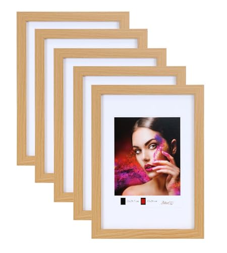 IDEAL TREND 2er 3er 5er Set Holz Bilderrahmen Lifestyle Plexi Foto Rahmen Collage Wanddeko Poster HR-25: Farbe: 5er Pack Buche | Format: 40x60 von IDEAL TREND