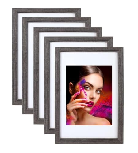 IDEAL TREND 2er 3er 5er Set Holz Bilderrahmen Lifestyle Plexi Foto Rahmen Collage Wanddeko Poster HR-25: Farbe: 5er Pack Grau | Format: 40x60 von IDEAL TREND