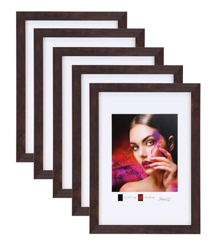 IDEAL TREND 2er 3er 5er Set Holz Bilderrahmen Lifestyle Plexi Foto Rahmen Collage Wanddeko Poster HR-25: Farbe: 5er Pack Nuss | Format: 30x45 von IDEAL TREND