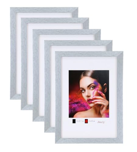 IDEAL TREND 2er 3er 5er Set Holz Bilderrahmen Lifestyle Plexi Foto Rahmen Collage Wanddeko Poster HR-25: Farbe: 5er Pack Silber | Format: 20x30 von IDEAL TREND