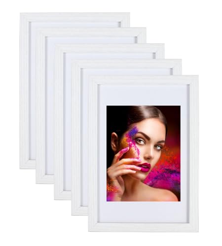 IDEAL TREND 2er 3er 5er Set Holz Bilderrahmen Lifestyle Plexi Foto Rahmen Collage Wanddeko Poster HR-25: Farbe: 5er Pack Weiß | Format: 30x45 von IDEAL TREND