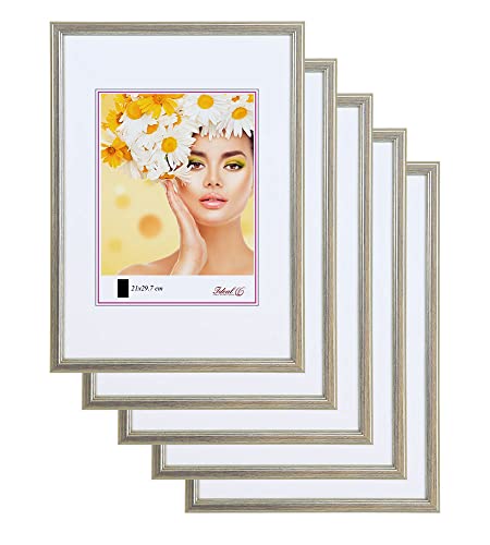 IDEAL TREND 3er 5er Set Holz Bilderrahmen Foto Rahmen Holzrahmen Wanddeko Collage Poster S236: Farbe: 5er Pack Silber | Format: 13x18 von IDEAL TREND