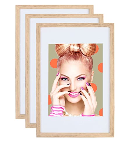 IDEAL TREND 3er 5er Set Holz Bilderrahmen Lifestyle Plexi Foto Rahmen Collage Wanddeko Poster S111: Farbe: 3er Pack Eiche | Format: 10x15 von IDEAL TREND