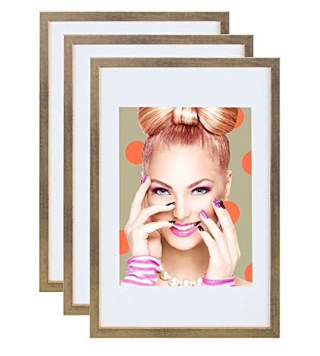 IDEAL TREND 3er 5er Set Holz Bilderrahmen Lifestyle Plexi Foto Rahmen Collage Wanddeko Poster S111: Farbe: 3er Pack Gold | Format: 30x30 von IDEAL TREND