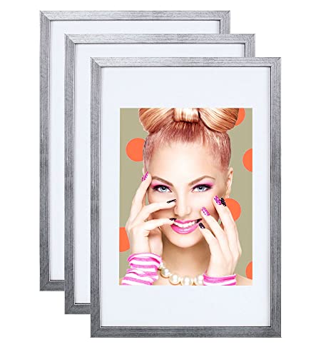 IDEAL TREND 3er 5er Set Holz Bilderrahmen Lifestyle Plexi Foto Rahmen Collage Wanddeko Poster S111: Farbe: 3er Pack Silber | Format: 13x18 von IDEAL TREND