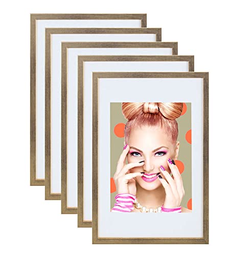 IDEAL TREND 3er 5er Set Holz Bilderrahmen Lifestyle Plexi Foto Rahmen Collage Wanddeko Poster S111: Farbe: 5er Pack Gold | Format: 20x30 von IDEAL TREND