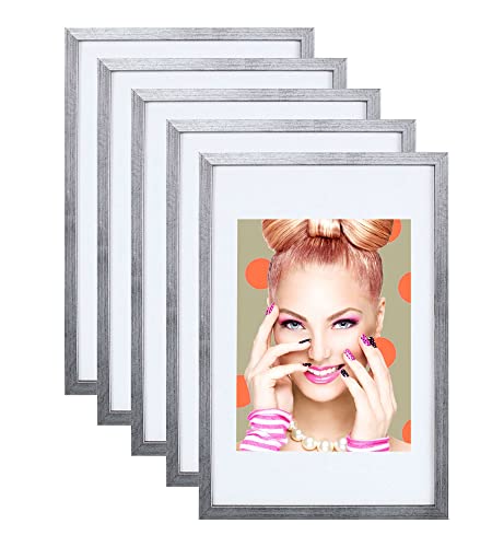 IDEAL TREND 3er 5er Set Holz Bilderrahmen Lifestyle Plexi Foto Rahmen Collage Wanddeko Poster S111: Farbe: 5er Pack Silber | Format: 21x29,7 A4 von IDEAL TREND