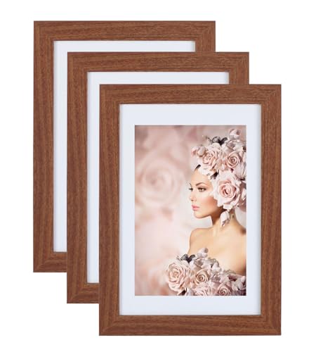 IDEAL TREND 3er Pack Holz Bilderrahmen Foto Plexi Rahmen Acryl Collage Wanddeko Poster S215: Farbe: Braun | Format: 10x15 von IDEAL TREND