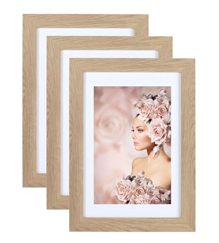 IDEAL TREND 3er Pack Holz Bilderrahmen Foto Plexi Rahmen Acryl Collage Wanddeko Poster S215: Farbe: Natur | Format: 40x60 von IDEAL TREND