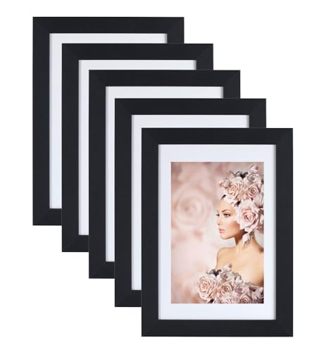 IDEAL TREND 5er Pack Holz Bilderrahmen Foto Plexi Rahmen Acryl Collage Wanddeko Poster S215: Farbe: Schwarz | Format: 40x60 von IDEAL TREND