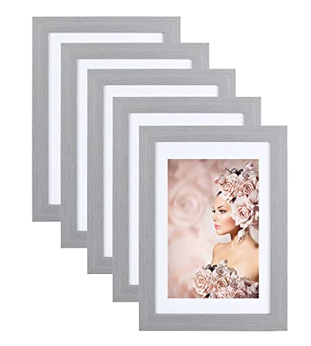 IDEAL TREND 5er Pack Holz Bilderrahmen Foto Plexi Rahmen Acryl Collage Wanddeko Poster S215: Farbe: Silber | Format: 30x45 von IDEAL TREND