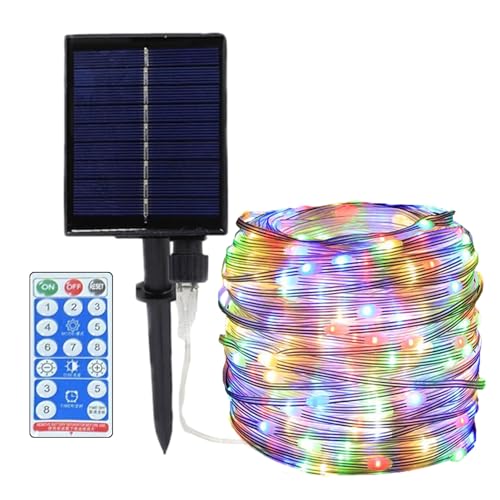 IDIDOS Solar Lichterkette, 30 Solar LED Lichterkette, Lederdraht Weihnachten Außenlichter, Wasserdicht Fernbedienung Zaunlichter mit 8 Modi, Weihnachtsbeleuchtung für Landschaft, Terrasse, Terrasse von IDIDOS