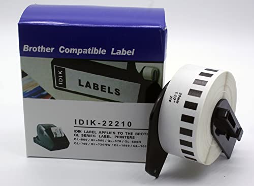 IDIK Ersatz-Etiketten Kompatibel für Brother DK-2210 (1-1/7" x 100') Endlosetiketten mit Permanent-Patrone verpackt in individuell bedruckter Einzelhandelsverpackung von IDIK