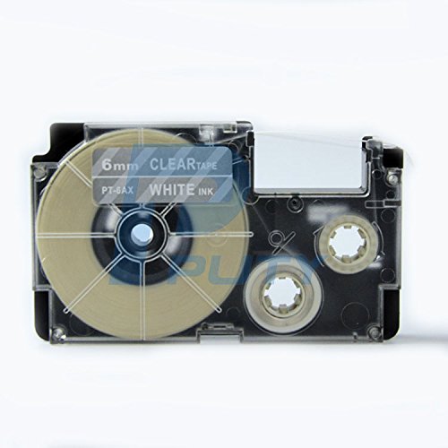 IDIK kompatible Casio Tape XR-6AX weiß auf transparentem 6 mm PT-6AX Schriftband für EZ Label Printer KL-120 KL-750 KL-60 von IDIK