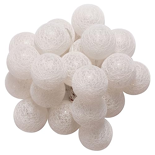 IDIMEX Lichterkette Amici mit 20 Baumwollkugeln in weiß, Lichtergirlande mit LED-Licht warmes weiß, Cotton Balls Girlande batteriebetrieben von IDIMEX