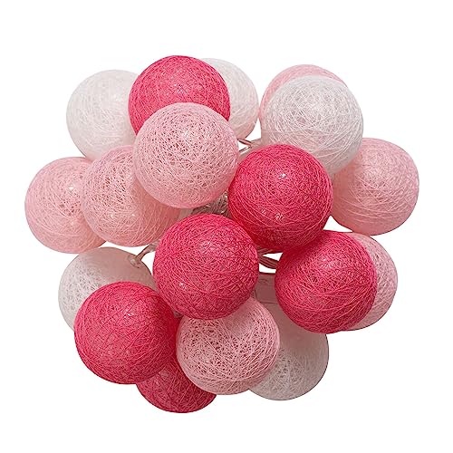 IDIMEX Lichterkette Amici mit 20 Baumwollkugeln in weiß/rosa/pink, Lichtergirlande mit LED-Licht warmes weiß, Cotton Balls Girlande batteriebetrieben von IDIMEX