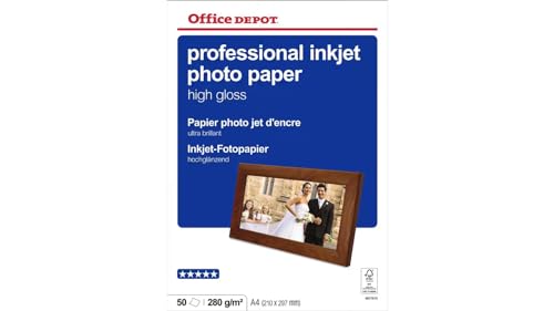 Photo Office Depot Professionell Weiß Brilliant 280 g/m² 21 x 29,7 cm A4 50 Blätter von IDMENAGE