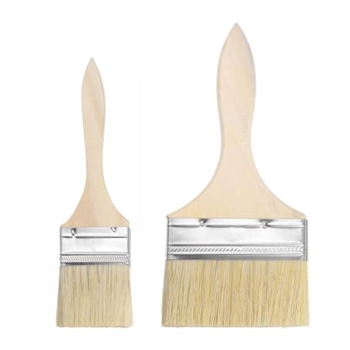 IEBTAWN 2Er Set Pinsel - Hochwertige Lackierpinsel 95Mm/27Mm - Keine Borstenverluste - Für Holzaußenwände, Lacke, Farben, Öle, Möbel - Breite Malerpinsel, Flachpinsel, Farbwerkzeuge, Beige von IEBTAWN