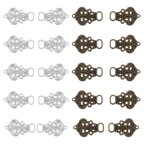 IETWATE 20 Stück Clips für Kleidung, 33 x 21mm Trachtenknöpfe, Metall Miederhaken Dirndl, Hübsche Dirndl Knöpfe, für Dirndl Tracht Mieder Coursage Trachtenmode Trachtenrock von IETWATE