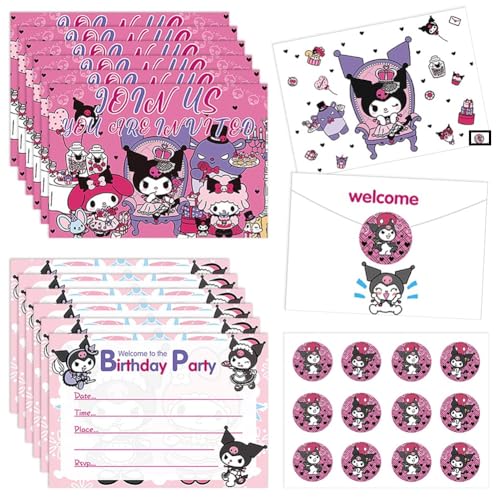 IFHDO 12 Pcs Kuroomi Einladungskarten, Kuroomi Partyeinladungen, Kinder Mottoparty Einladungen Geburtstagsparty Einladungen mit Umschlägen Einladungskarten Set für Kindergeburtstage Passend Karten von IFHDO