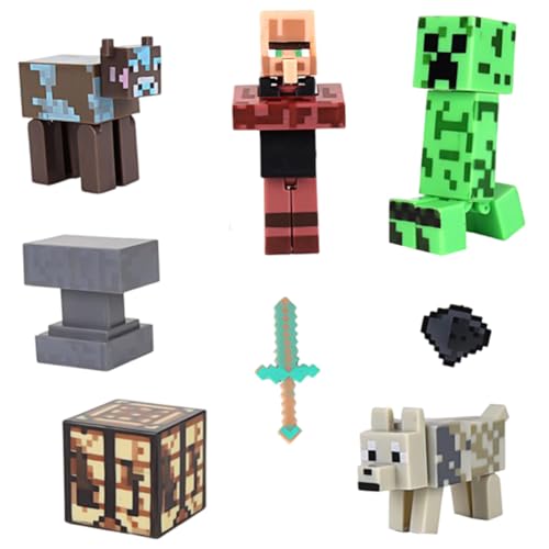 IFHDO Minecraaft Figuren, 8 Stück Minecraaft Tortenfiguren Set, Spielzeug Figuren Set, Tortendeko Deko, Cupcake Deko Videospiel Figur Geschenk für Kinder Junge Mädchen und Spielfans von IFHDO