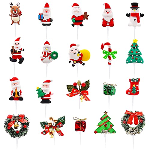 Weihnachten Cake Topper, 20 Stück Weihnachtskuchen Dekoration Weihnachtsmann Kuchen Deko Party Kuchen Dekoration Lieferungen für Weihnachts Party Kinder Geburtstags Party von IFHDO