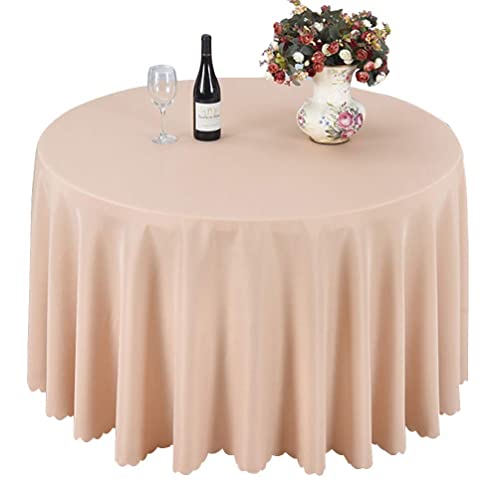 IFIKK Rund Tischdecke, Tischdecke Abwaschbar, Wasserabweisend Tischtuch, Table Cloth, Tafeldecke mit Saum, Tischtücher Fleckschutz Pflegeleicht Abwaschbar (Rund: 160cm, Champagner) von IFIKK