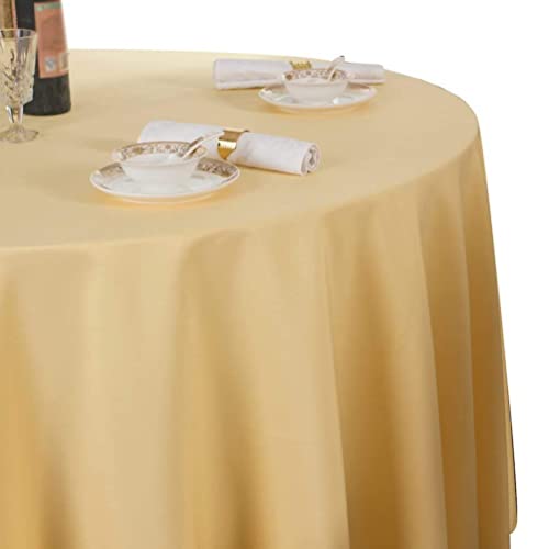 IFIKK Rund Tischdecke, Tischdecke Abwaschbar, Wasserabweisend Tischtuch, Table Cloth, Tafeldecke mit Saum, Tischtücher Fleckschutz Pflegeleicht Abwaschbar (Rund: 200cm, Hellgelb) von IFIKK