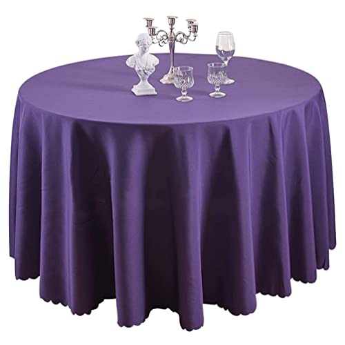 IFIKK Rund Tischdecke, Tischdecke Abwaschbar, Wasserabweisend Tischtuch, Table Cloth, Tafeldecke mit Saum, Tischtücher Fleckschutz Pflegeleicht Abwaschbar (Rund: 160cm, Dunkelviolett) von IFIKK