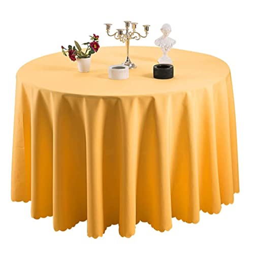 IFIKK Rund Tischdecke, Tischdecke Abwaschbar, Wasserabweisend Tischtuch, Table Cloth, Tafeldecke mit Saum, Tischtücher Fleckschutz Pflegeleicht Abwaschbar (Rund: 200cm, Golden) von IFIKK