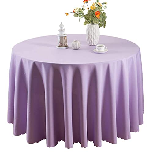 IFIKK Rund Tischdecke, Tischdecke Abwaschbar, Wasserabweisend Tischtuch, Table Cloth, Tafeldecke mit Saum, Tischtücher Fleckschutz Pflegeleicht Abwaschbar (Rund: 200cm, Helles Lila) von IFIKK